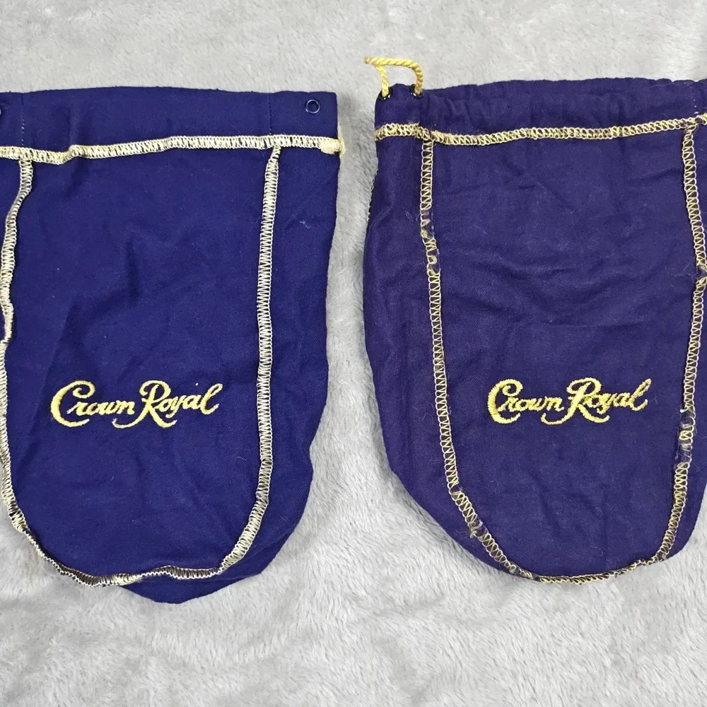 Vintage Crown Royal Bags Lot of 4 Purple Gold Felt Seagrams Drawstring Pouch